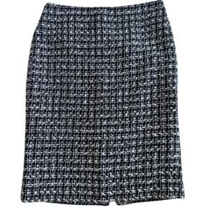Talbots Skirt Womens Size 12 Midnight Shimmer Black White Tartan Dark Academia